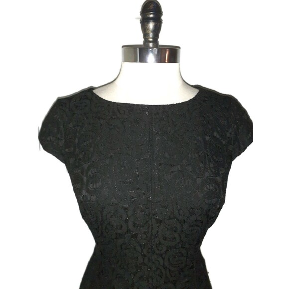 ANNE KLEIN Size 10 A-Line Dress Black Lace Cap Sleeve Knee Length - Picture 2 of 6